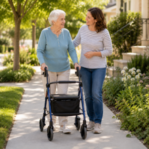 Older adult applying safe everyday guidance related to rollators for seniors: the complete guide.