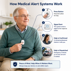 Simple visual explaining a practical consideration for medical alert systems for seniors: the complete guide.