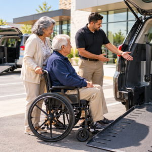 Original editorial image showing wheelchair accessible vehicle converters in a realistic, accessible setting without logos or private information.
